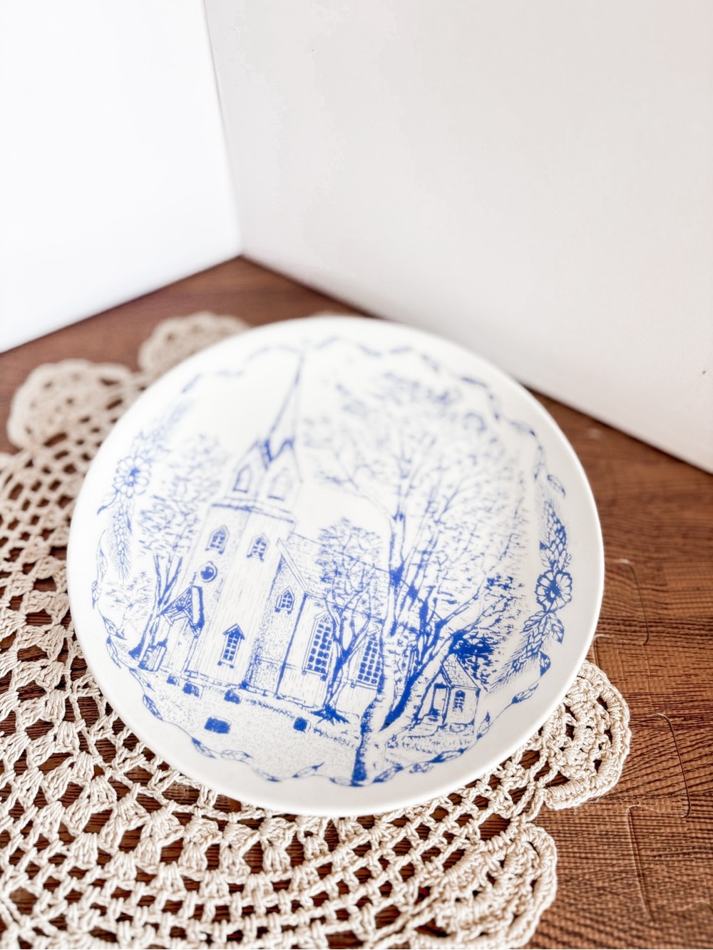 Vintage Blue and White Scenic Porcelain Plate